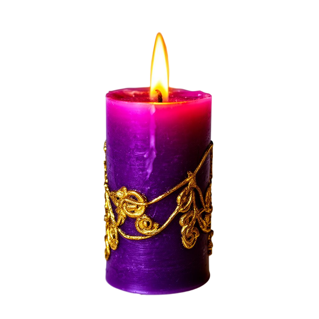 Lit purple ritual candle