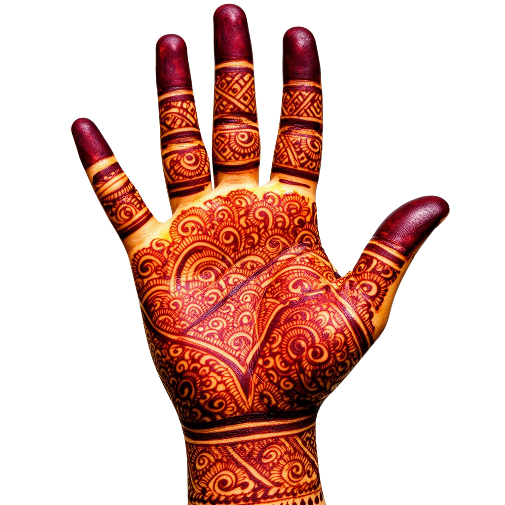 Palm with henna mehndi designs